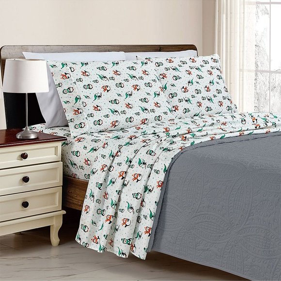 NWT White Winter Penguin Sheet Set - KING - Picture 2 of 5